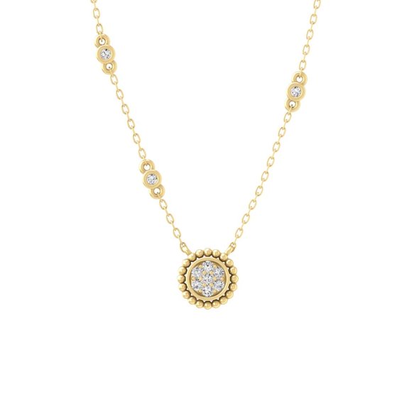 Araiya Fine Jewelry 14K Yellow Gold Diamond Cluster Pendant with Gold Plated Silver Cable Chain Necklace (1/10 cttw, I2-I3 Clarity, I-J Color) 18inch | Metal Weight :1.642 gram