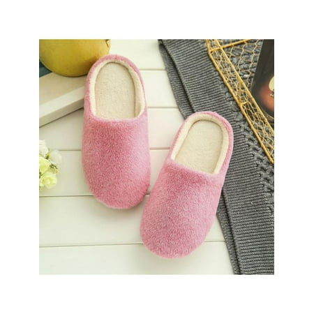 

Men Women Slippers Slip On Plush Soft Winter Warm Ladies Home Indoor Shoes