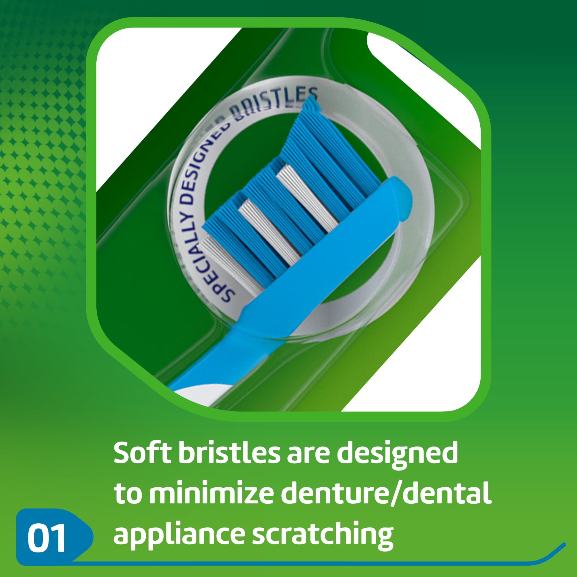 Polident Dental Appliance and Denture Brush, 1 Count, for Adults