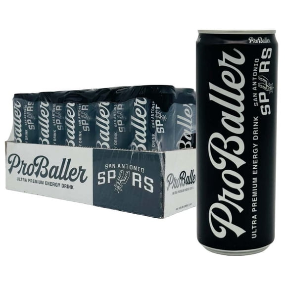 ProBaller Ultra Premium Energy Drink – SPURS Edition - NSF SPORT CERTIFIED- Natural Clean Energy with Biotin, Electrolytes, Essential B-Vitamins - B12 (Methylcobalamin)   more. 12 fl oz (pack of 15)