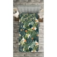 thumbnail image 3 of Ambesonne Floral Quilted Bedspread Set 2 Pcs, Botanic Tropic Leaves, Twin Size, Green and White, 3 of 3