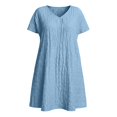thumbnail image 6 of Puliio Mini Dresses for Women Summer Short Sleeve V Neck Textured Loose Casual Daily Wear Dress, 6 of 6