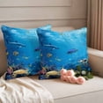 thumbnail image 2 of Blue Turtle Coastal Outdoor Waterproof Pillow Covers, Summer Beach Nautical Ocean Coral Decorative Square Throw Pillowcase Sofa Cushion Sham for Patio/Couch/Chair, 18"x18" 2 Pack, 2 of 8