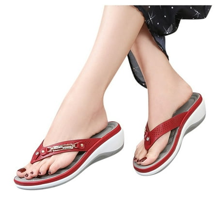

Women Ladies Crystal Comfortable Flip Flops Wedges Slipper Sandals Casual Shoes