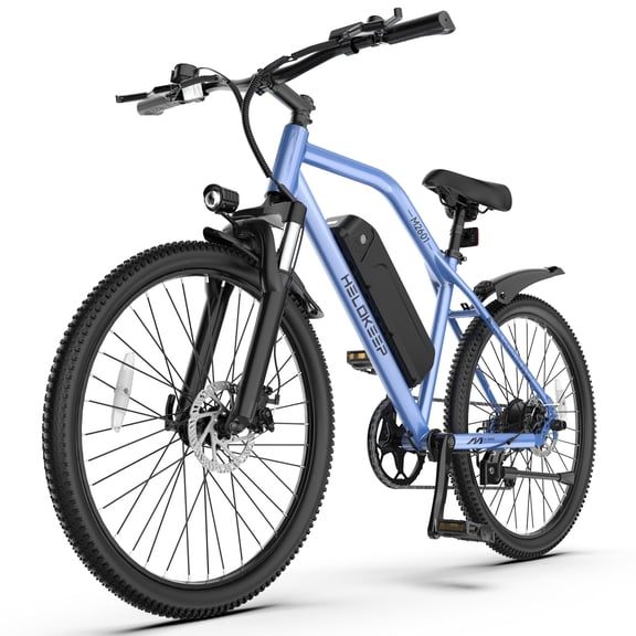 Electric Mountain Bicycle, 26" Tire E-Bike for Adults, 750W Peak Motor, 48V 7.8Ah Removable Battery, 7-Speed, UL2849, Front Suspension, Blue