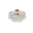 thumbnail image 4 of Maklaine 20" Modern Iron and Crystal Flush Mount in Brass Finish, 4 of 8