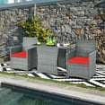 thumbnail image 3 of Costway 3PCS Patio Rattan Furniture Set Cushioned Sofa Armrest  Garden Red, 3 of 12