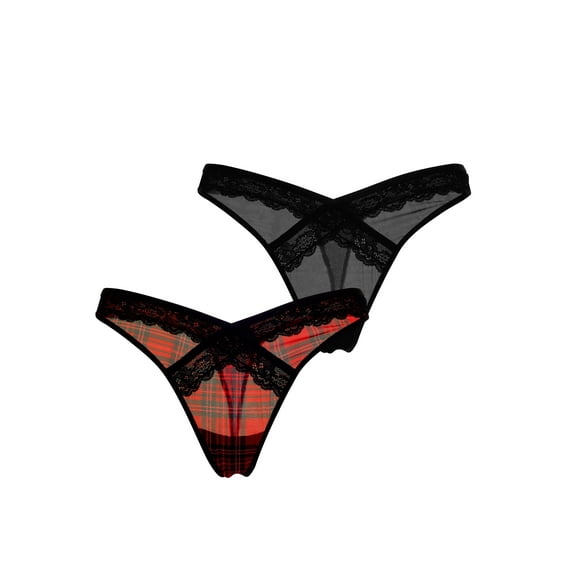 Parade Silky Mesh Lace Thong, 2-Pack, Sizes XS to 3XL
