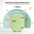 thumbnail image 3 of Mini Fridge, 4 Liter/6 Can Mini Makeup Fridge, 110V AC/ 12V DC Portable Thermoelectric Cooler&Warmer for Skincare, Drink, Cosmetic, Medicine, Small fridge for Bedroom, Office, Dorm, Car, Green, 3 of 10
