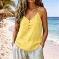 thumbnail image 2 of Breezora Women's Cotton Linen Spaghetti Strap Tank Top Sleeveless Loose Fit Casual With Decorative Button For Summer Vacation, 2 of 9