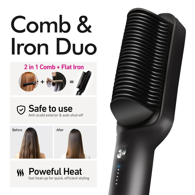 Hair Straightener Brush, Anti-Scald Straightening Comb for Women