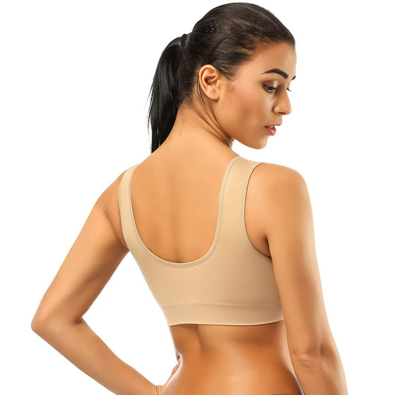 Elbourn 1Pack Women's Sports Bra Front Zipper Closure Sports Bra High  Impact Support Racerback Workout Yoga Sports Bras （White-XL） 