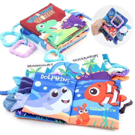 4 Pack Baby Crinkle Books, Soft Fabric Tear-Resistant Sensory Toys for Infants 0-12 Months, Touch & Feel Activity Developmental Toys, Ideal Baby Shower Gift Set for Newborns Toddlers