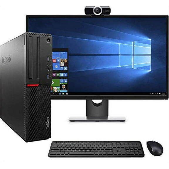 Pre-Owned Lenovo M700 SFF Computer Desktop PC, Intel Core i5 6500 Processor, 16GB Ram, 512GB M.2 SSD, Wireless Keyboard Mouse, 24-inch FHD Monitor, 1080p Webcam, WiFi | Bluetooth, Windows 10 Pro