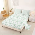 thumbnail image 2 of Erosebridal Ribbon Bow Bed Sheets For Girls Teens,Cartoon Girly Bowknot King Sheets,Green White 4pcs, 2 of 6