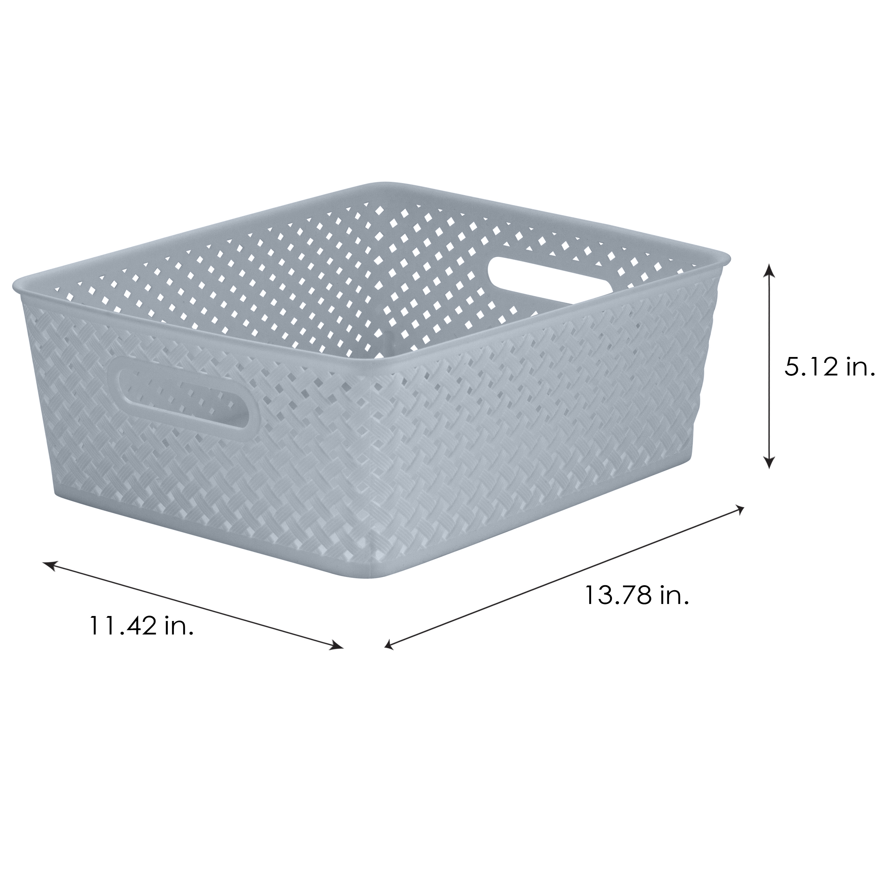 Simplify 2 Pack Medium Resin Wicker Storage Bin in Grey