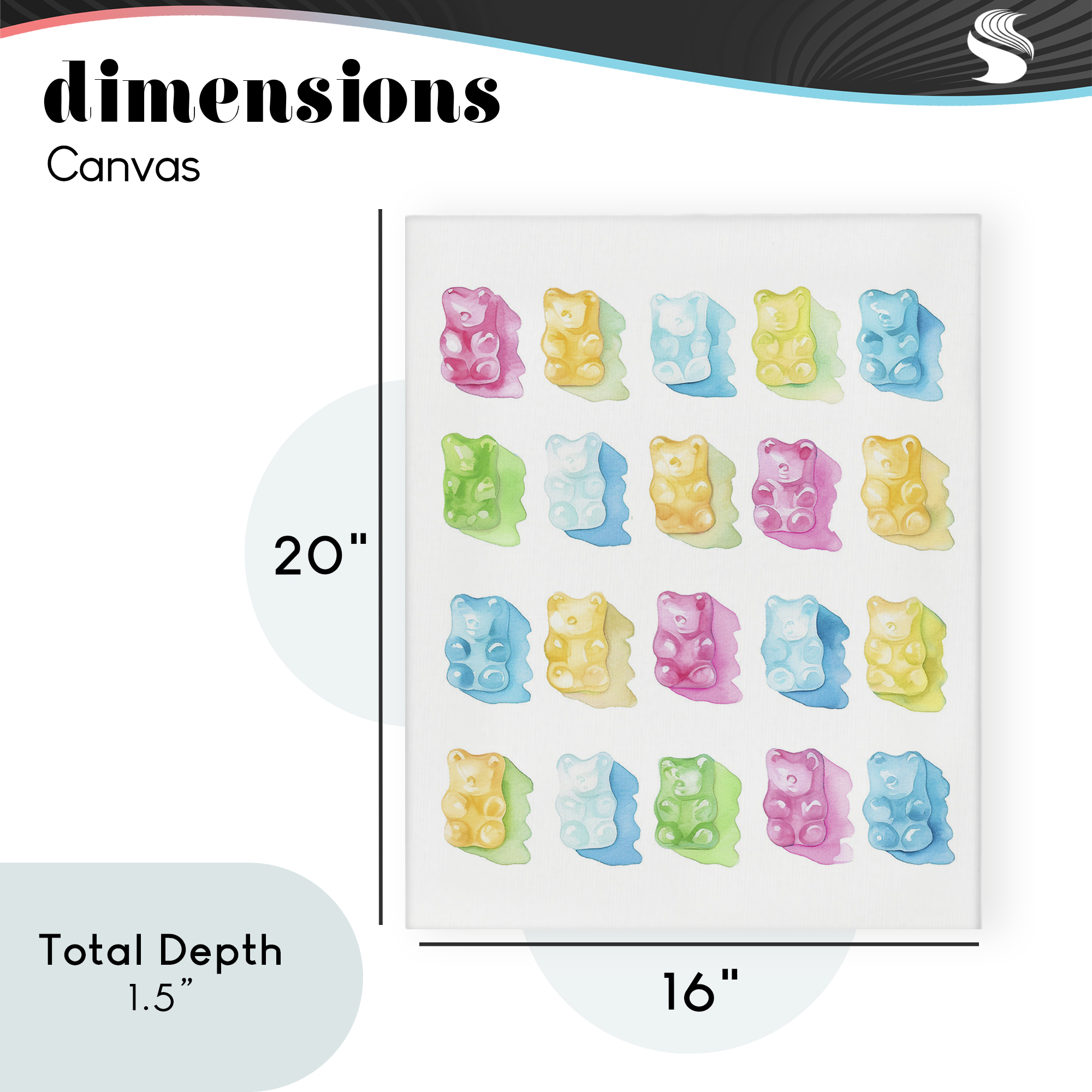 Pastel Candy Bears Collection Canvas Wall Art, design by Lil' Rue