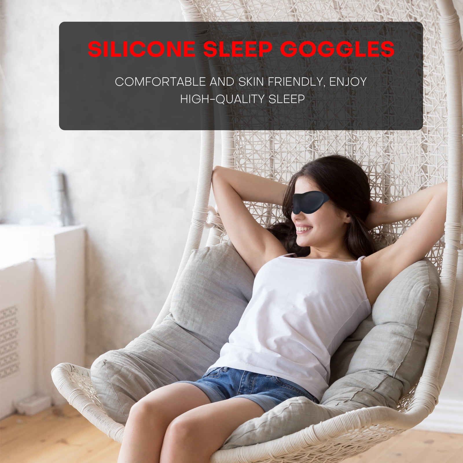 Moisture Chamber Glasses for Dry Eyes – Soft Silicone Sleep Goggles, Reusable & Lightweight Sleep Mask, Custom Fit for Comfort (Black)