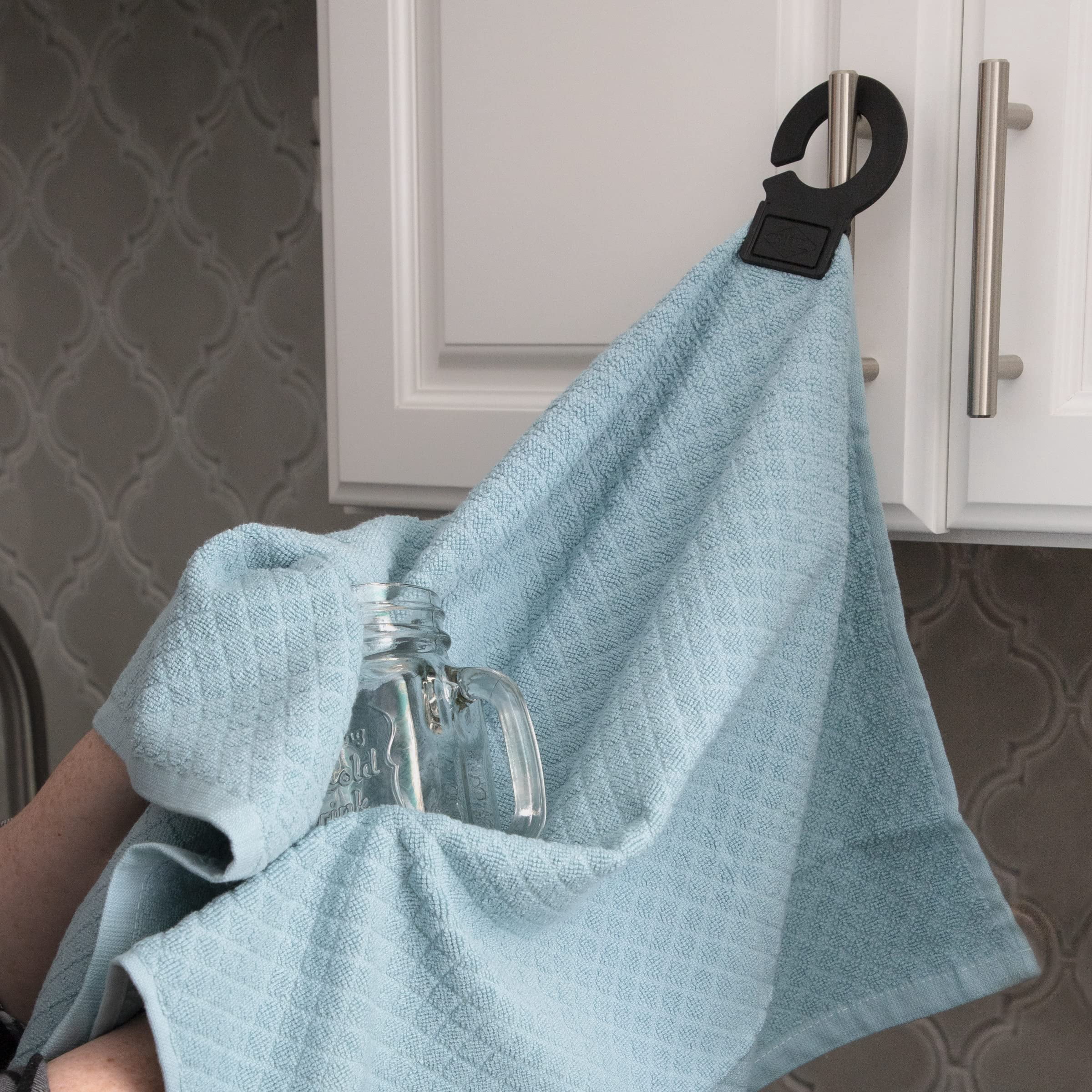 RITZ Hook and Hang Woven Kitchen Towel, Set of Two, Dew