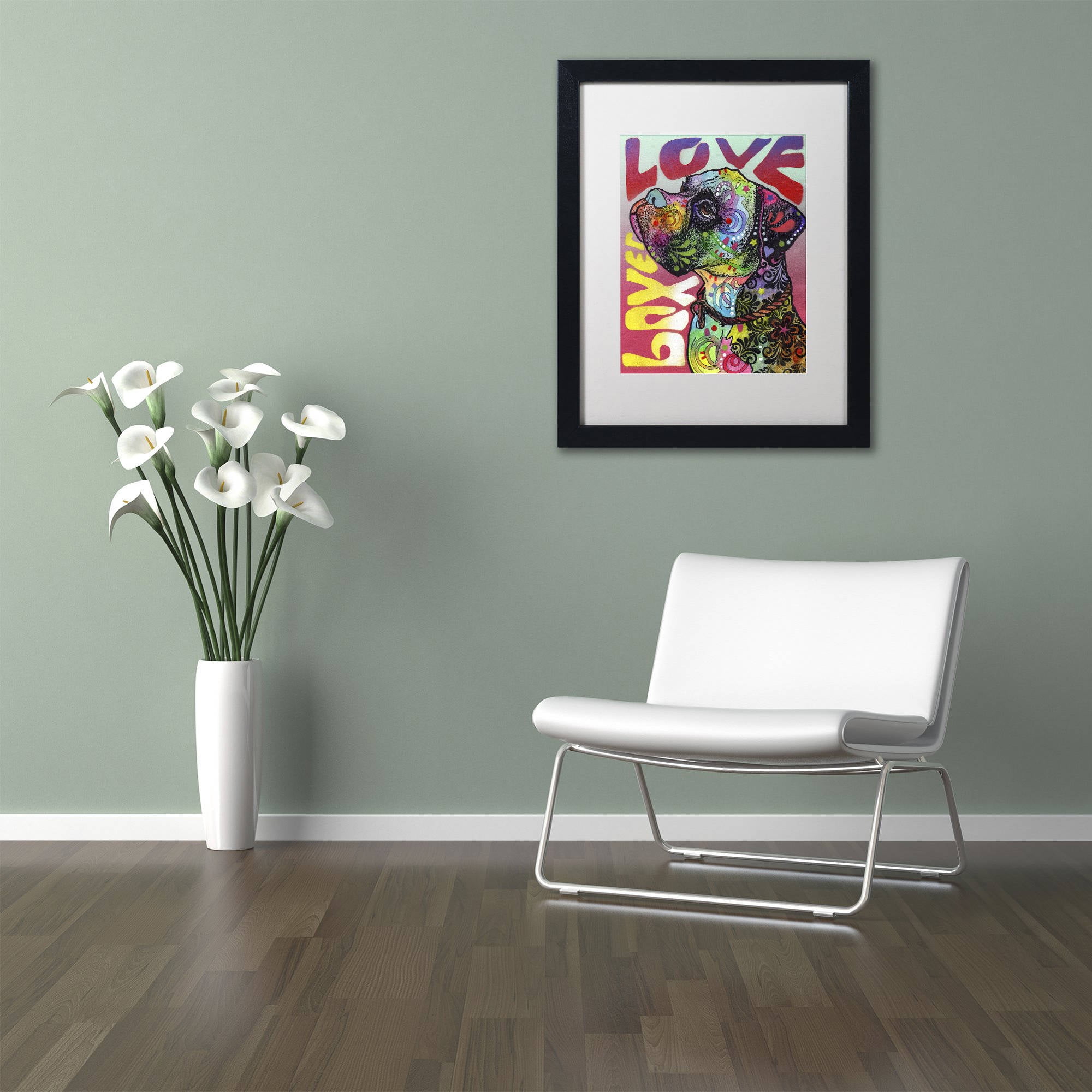 Trademark Fine Art 'Boxer Luv' Canvas Art by Dean Russo, White Matte, Black Frame