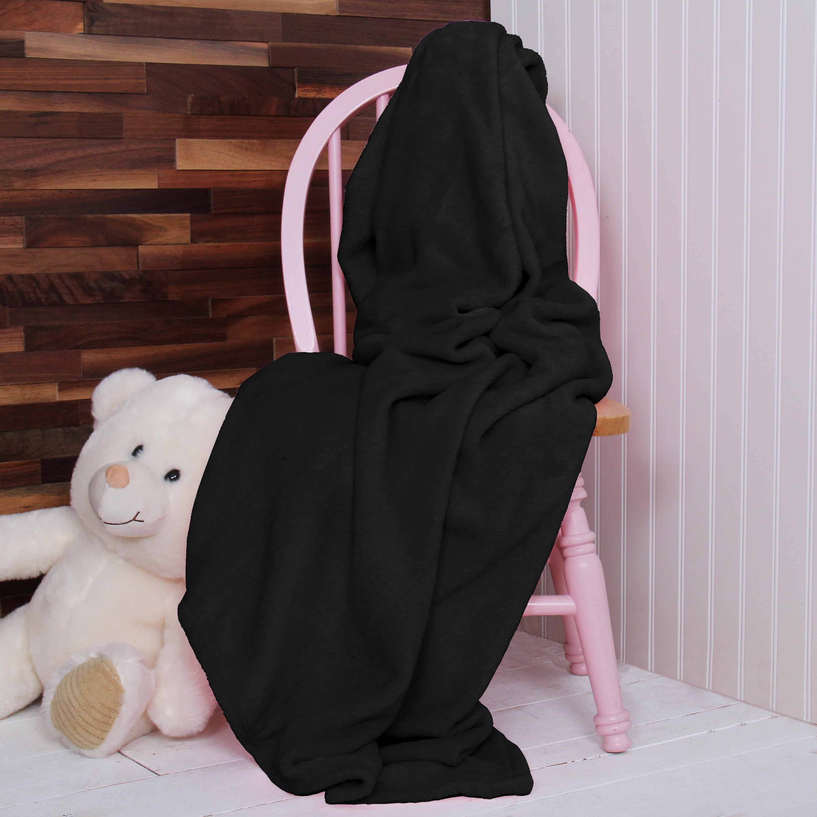 Threadart Super Soft Ultra Plush Fleece Throw Blankets 50"x60" | Fuzzy Soft Cozy Microfiber | Black | 11 Colors available