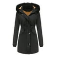 thumbnail image 5 of Women's Heavyweight Hooded Overcoat Winter Warm Lined Outerwear Coat with Secure Side Pockets, 5 of 8