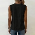 thumbnail image 4 of ClodeEU Women's Henley V Neck Sleeveless Tank Top,Casual Loose Fit Solid Color Blouse with Button for Summer Black,Women's Plus L, 4 of 6