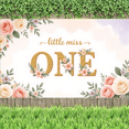 thumbnail image 7 of Floral Design First Birthday Banner Glitter Letters Little Miss ONE for Baby Girl Celebration Birthday Decoration Party Backdrop, 7 of 7