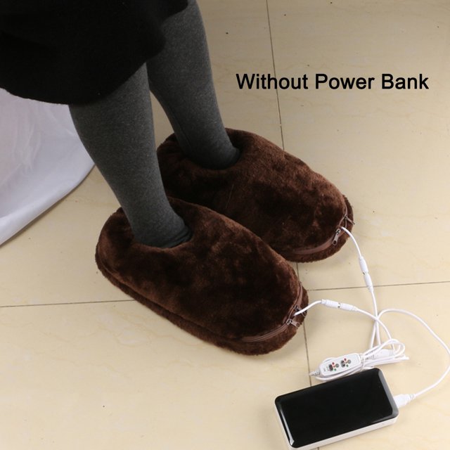 EGNMCR Women's Flats Ankle Boots USB Heated Slippers Heated Feet Warmer Winter Office Heating Shoes Timing Warm Plush Indoor Comfy Slippers Women Shoes