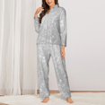 thumbnail image 3 of Junzan Silver Glitter Print Womens Pajama Sets,Long Sleeve Button Down For Women Pjs 2 Piece, 3 of 9