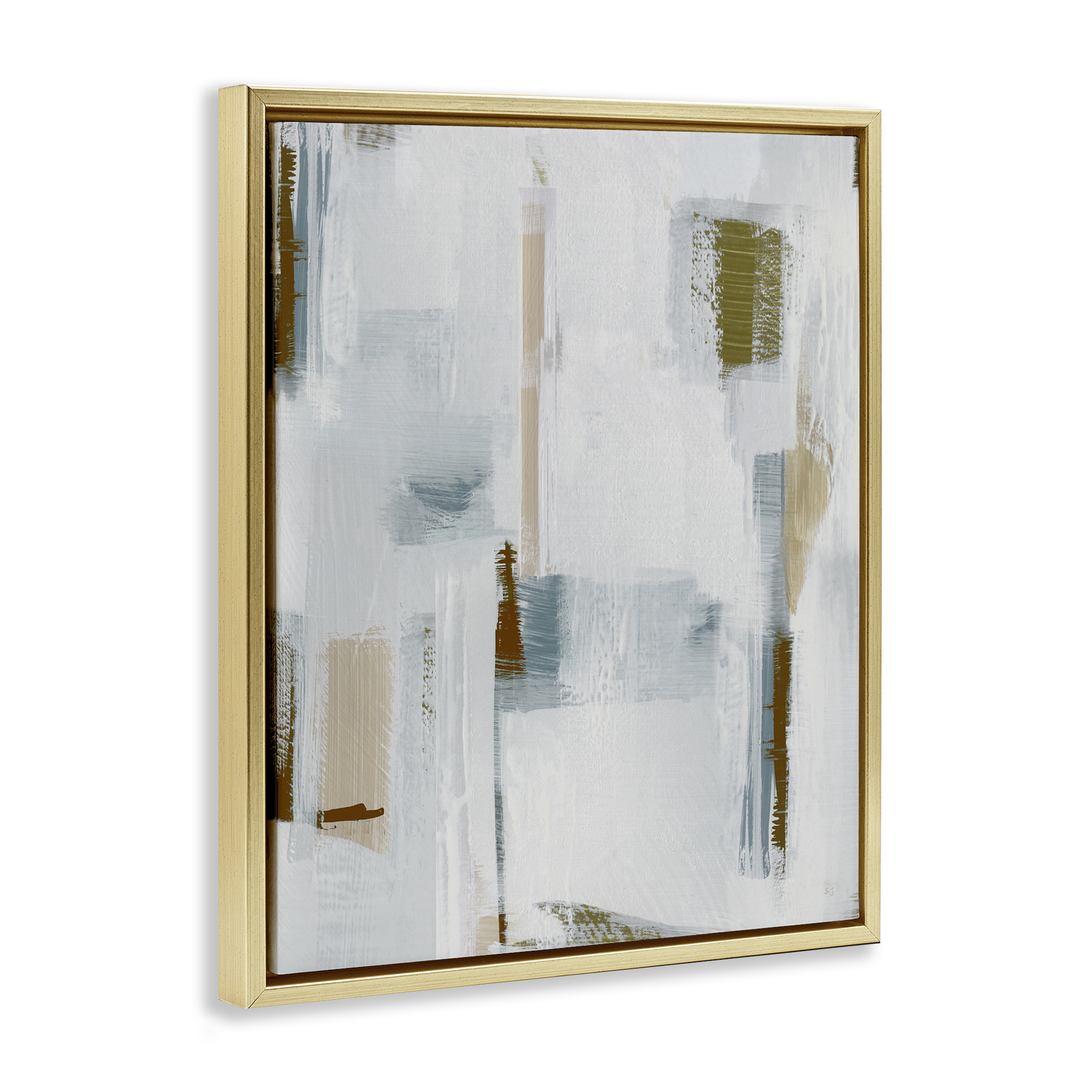 Stupell Industries Abstract with Subtle Forms Abstract Painting Gold Floater Framed Canvas Art Print Wall Art, 17 x 21
