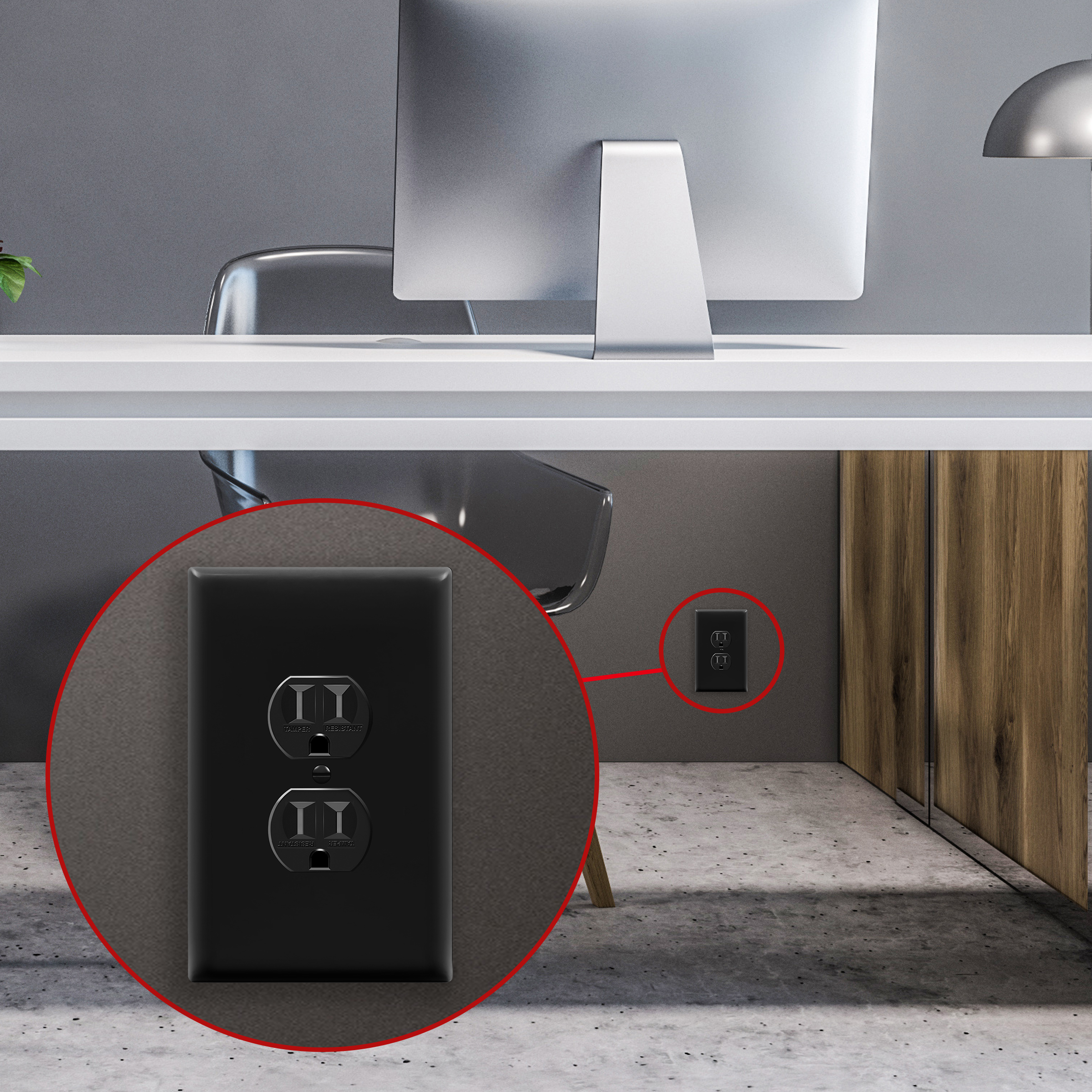 ENERLITES Duplex Receptacle Wall Plate, Jumbo Electrical Outlet Cover, Gloss Finish, Oversized 1-Gang, Polycarbonate Thermoplastic, Black - image 2 of 5