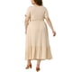 thumbnail image 3 of Vestidos de mujer de tallas grandes Agnes Orinda, con mangas cortas, cuello redondo, vestido básico de verano tipo maxi, color albaricoque, talla 3X, 3 of 6