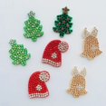 thumbnail image 3 of 20 unids/lote árbol de Navidad sombrero campana diamantes de imitación nieve apliques para ropa DIY zapatos sombreros pinzas para el pelo parches decorativos, 3 of 4