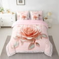 thumbnail image 2 of Homewish Pink Rose 7-Piece Twin Bedding Sets,Romantic Floral Flower Bedding Comforter Set,Retro Print Sheet Sets For Girls Kids,Breathable Home Decor Reversible, 2 of 8