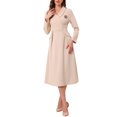 thumbnail image 2 of INSPIRE CHIC Women's Formal Blazer Dresses Lapel Collar V Neck Long Sleeve A-Line Work Dress M Beige, 2 of 6