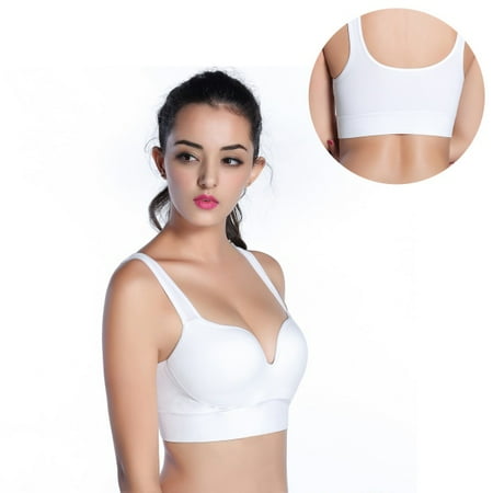

Women Sports Bras Racerback Push Up Bra Seamless Wireless Underwear Bra Full Coverage Outdoor White S