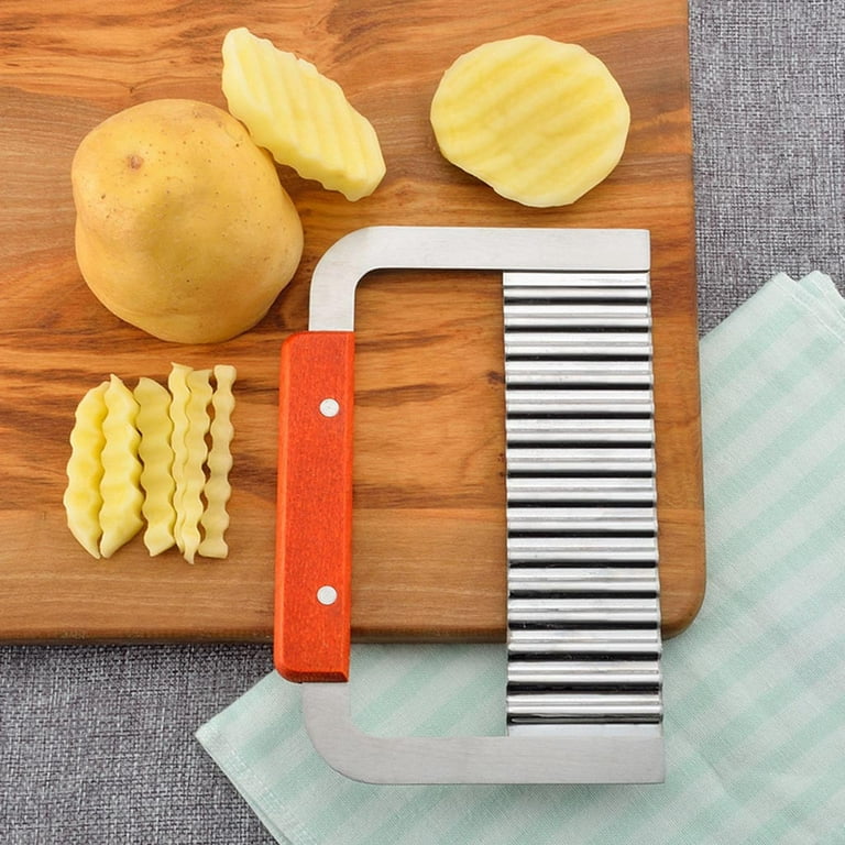 Pompotops Kitchen Slicer Potato Chip Vegetable Crinkle Wavy Cutter Tool Fry  Fries Hand Chipper Tool 