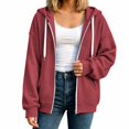 thumbnail image 3 of Women's Full Zip Hoodie, Oversized Long Sleeve Hooded Sweatshirt with Pockets, Casual Lightweight Zip Up Jacket, 3 of 7