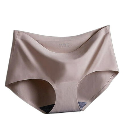 knqrhpse Seamless Underwear for Women No Show Underwear Women Spring/Summer Ice Silk Traceless Breathable Mid Waist Triangle Underwear Cotton Underwear Panties for Women Coffee S
