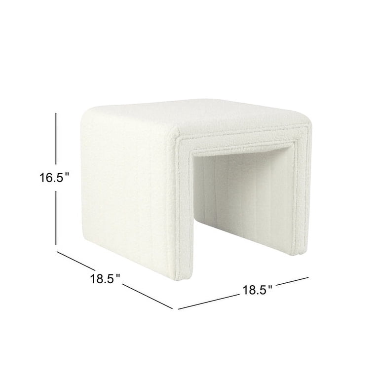 HomePop Cube Ottoman - Cream Boucle Textured Footrest With Metal Base | Modern Square Ottoman For Living Room, Bedroom, Entryway