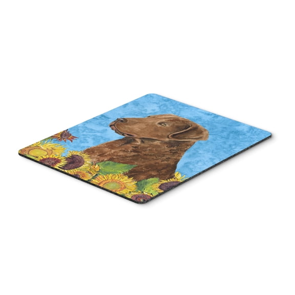 "Curly Coated Retriever in Summer Flowers Mouse Pad Hot Pad or Trivet"