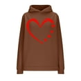 thumbnail image 4 of Goodeals Valentines Day Hoodies for Women Funny Love Heart Print Hooded Oversized Fleece Sweatshirts Casual Trendy Valentine Pullover Sweaters(Brown,L)Clearance Sales, 4 of 6