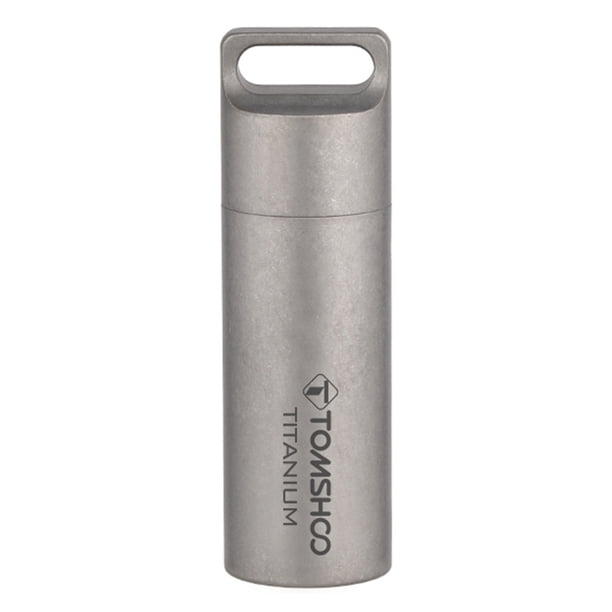 TOMSHOO - Pastillero de titanio resistente al agua, mini pastillero de bolsillo