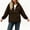 Coffee, variant on Women's Hooded Half-Zip Wind Jacket Ghalytn Drawstring Hem Loose Casual Pullover Outerwear with Pockets