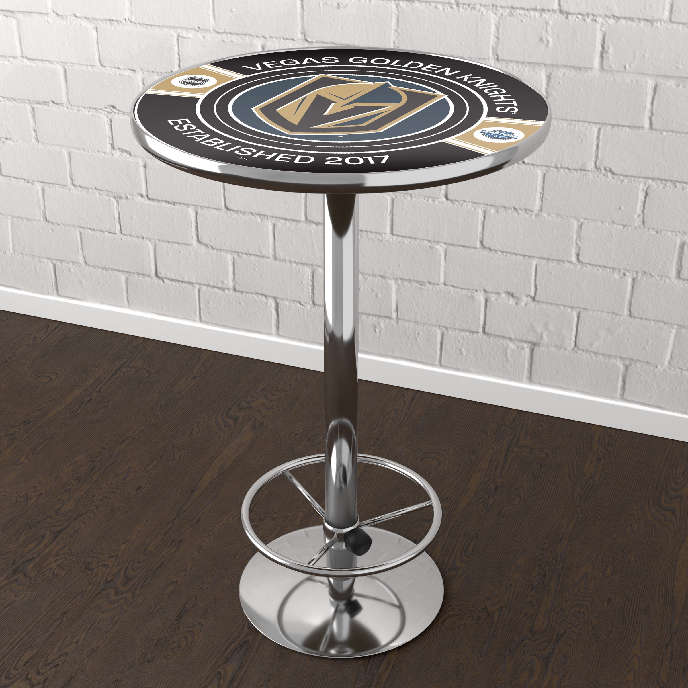 Vegas Golden Knights Patch Bar Table with Adjustable Footrest and Acrylic Top
