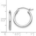 thumbnail image 3 of 14k White Gold 2x17.5mm Tube Hoop Earrings Round Classic, 3 of 7