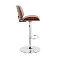 thumbnail image 2 of Armen Living Indoor Brock Adjustable Gray Faux Leather and Walnut Wood with Chrome Finish Bar Stool, 2 of 11
