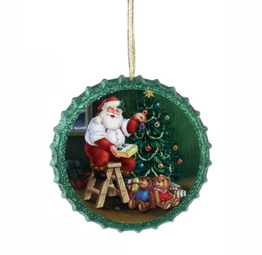 Decoupage Santa Claus Shatter Proof Christmas Ball Ornament Decor 
