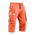 thumbnail image 4 of Below The Knee Shorts for Men Corduroy Long Cargo Shorts Casual 3/4 Length Sweat Capris with Pockets Saffron L, 4 of 7